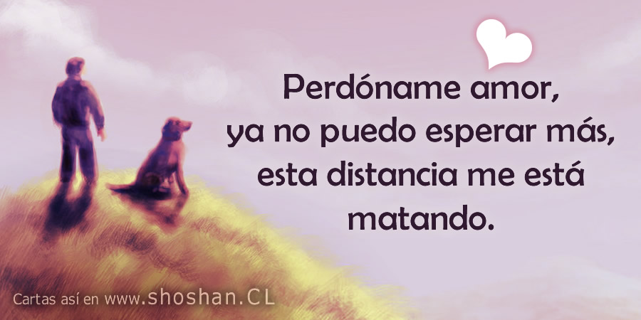 Perdóname amor, ya no puedo esperar más, esta distancia me está matando.