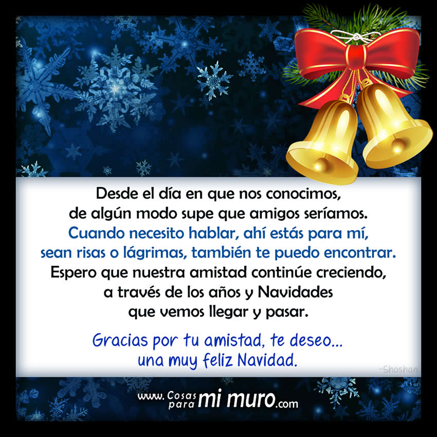 Poesía de amistad y Navidad