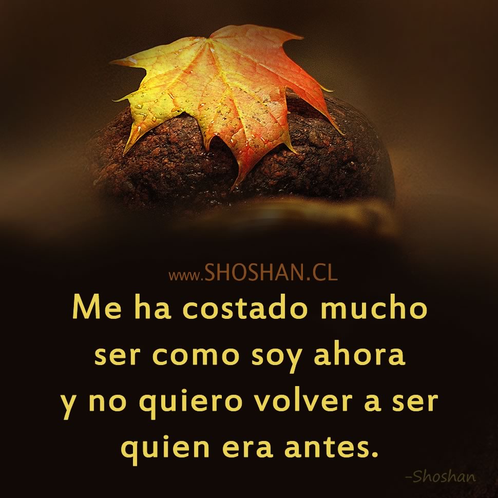 Me ha costado mucho ser como soy ahoray no quiero volver a ser quien era antes. 